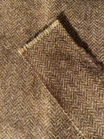 Load image into Gallery viewer, Brown Herringbone Pure Wool Tweed Fabric 37cmx24cm