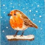 Load image into Gallery viewer, EASY Painting with Wool!   2D Needle Felted Picture Kit - Robin
