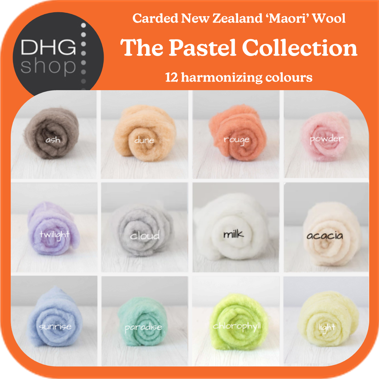 The Pastel Collection - Carded New Zealand Wool DHG 'Maori' Batts