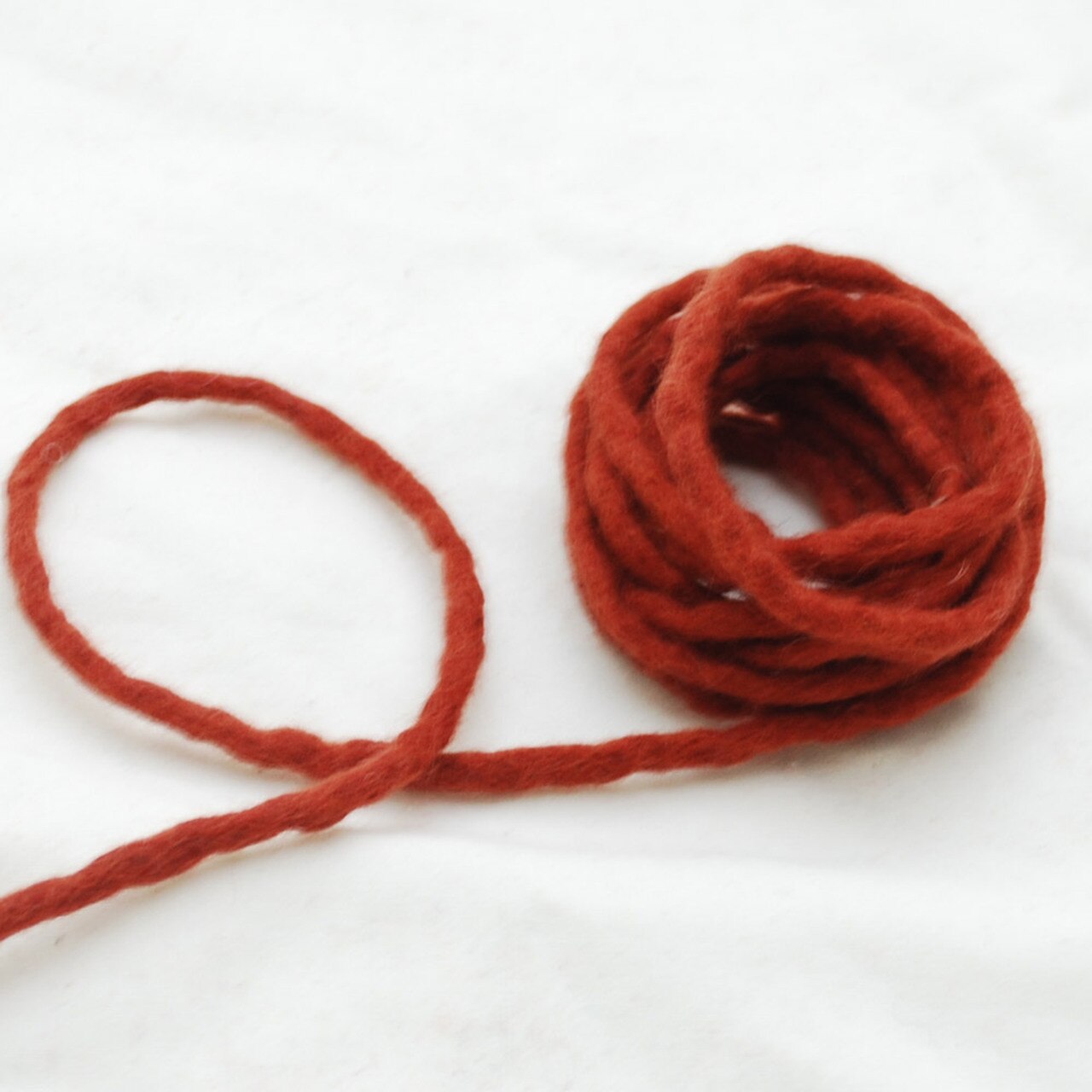 Handmade 100% Wool Felt Cord - Dark Chestnut Red