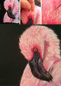 Needle Felted Flamingo Picture Kit
