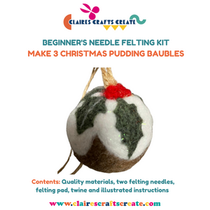 Christmas Pudding Baubles Needle Felting Kit
