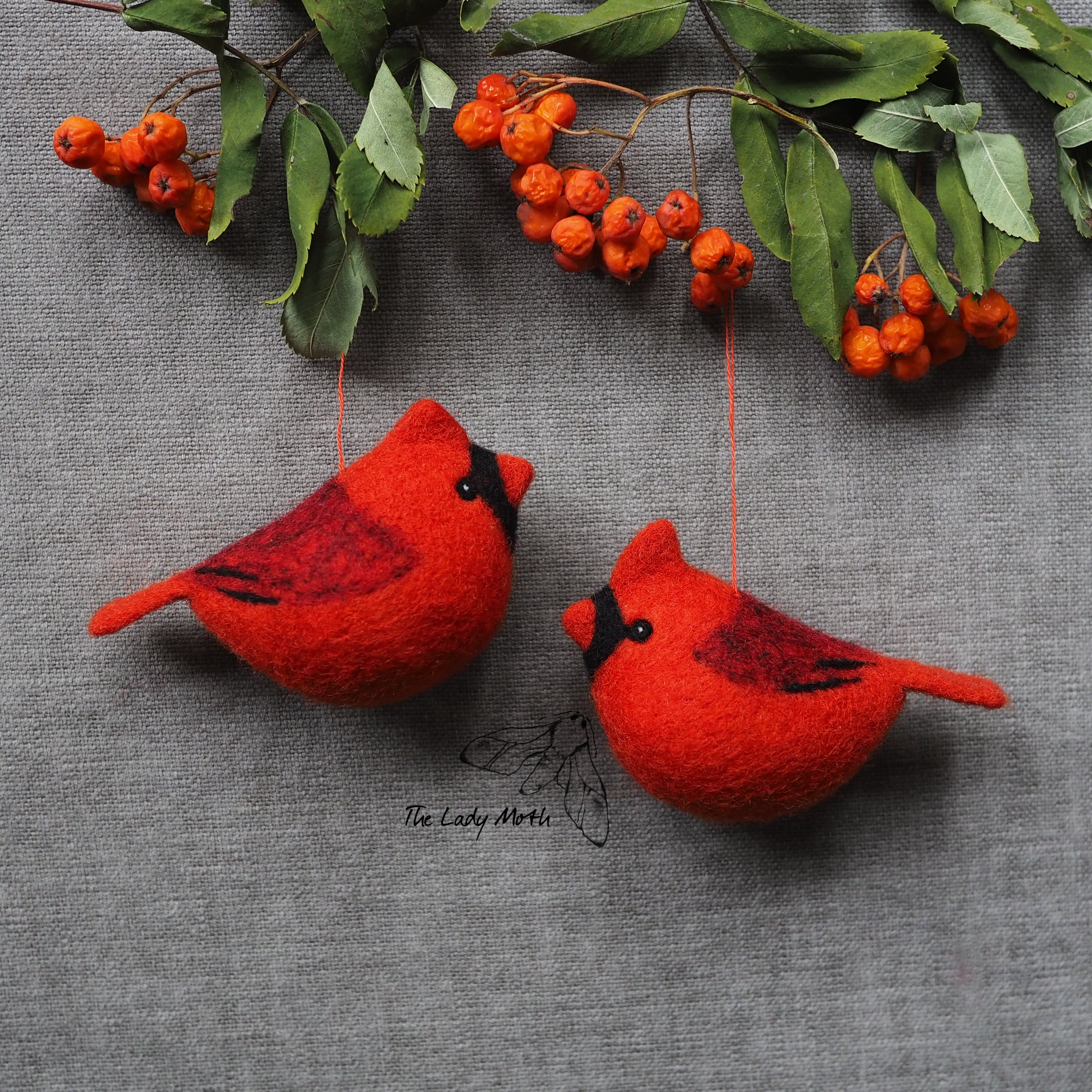 Online Video Tutorial - Needle Felted Red Cardinal Ornament by The Lady Moth