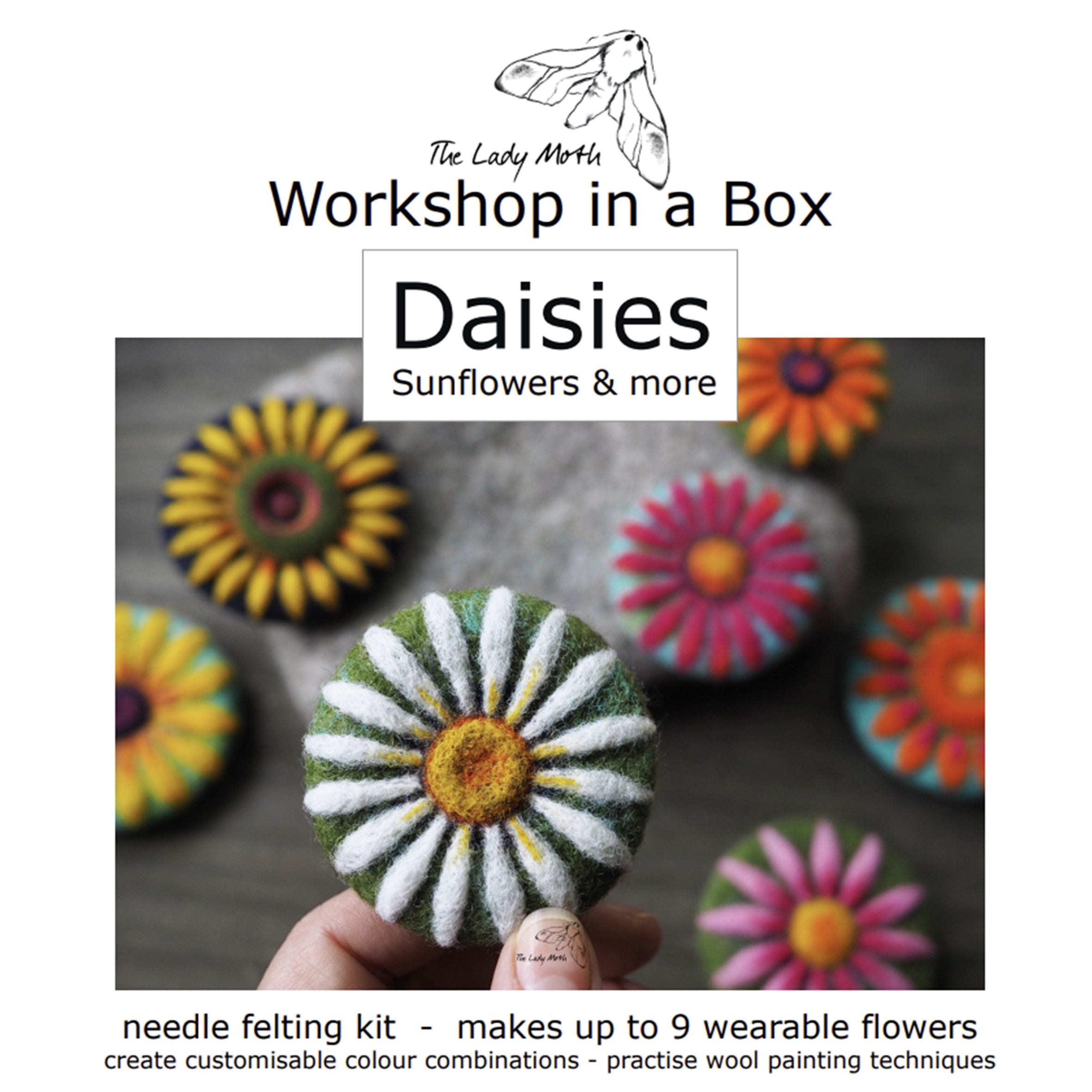 Workshop in a Box - Needle Felted Daisies by The Lady Moth