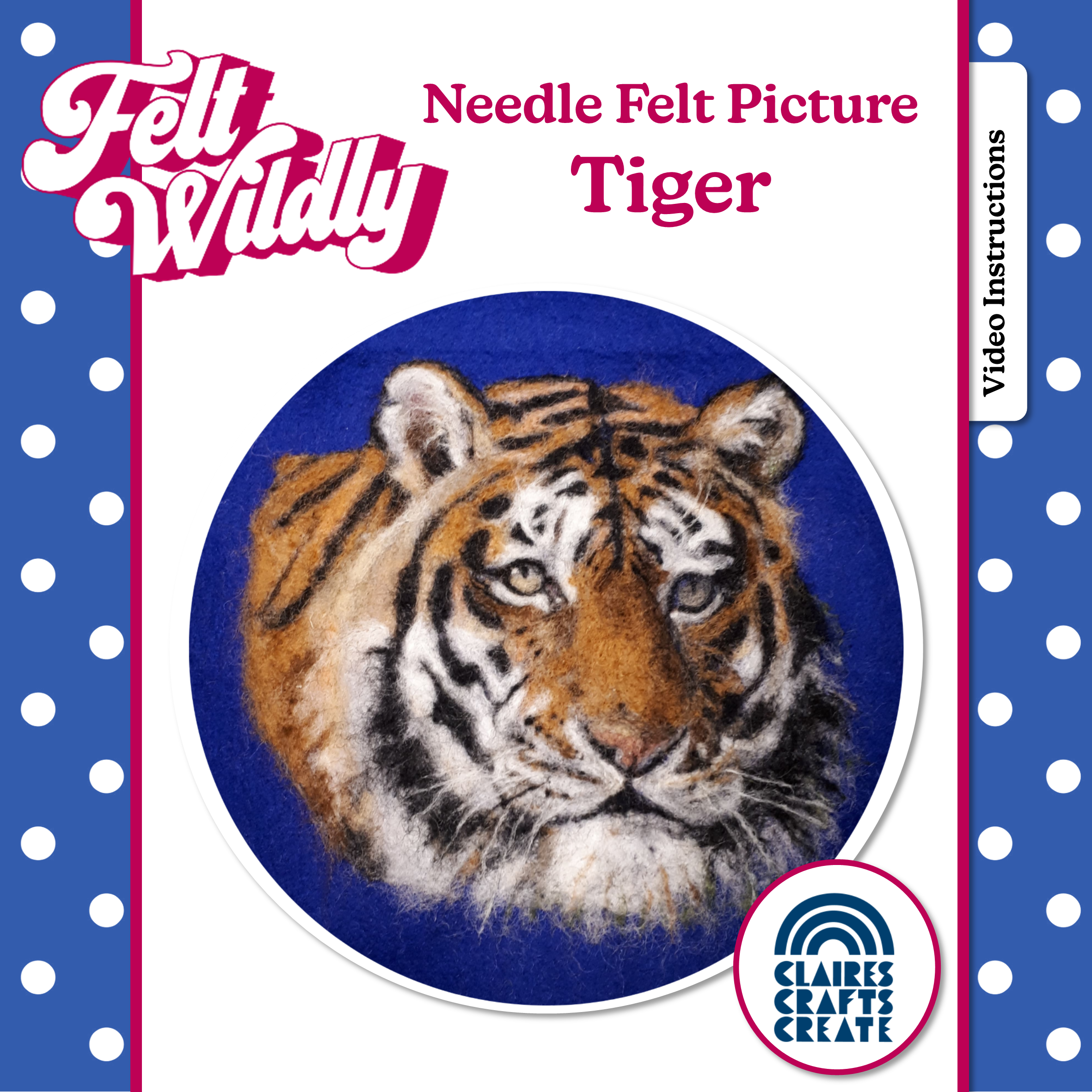 Needle Felted Tiger Picture Kit