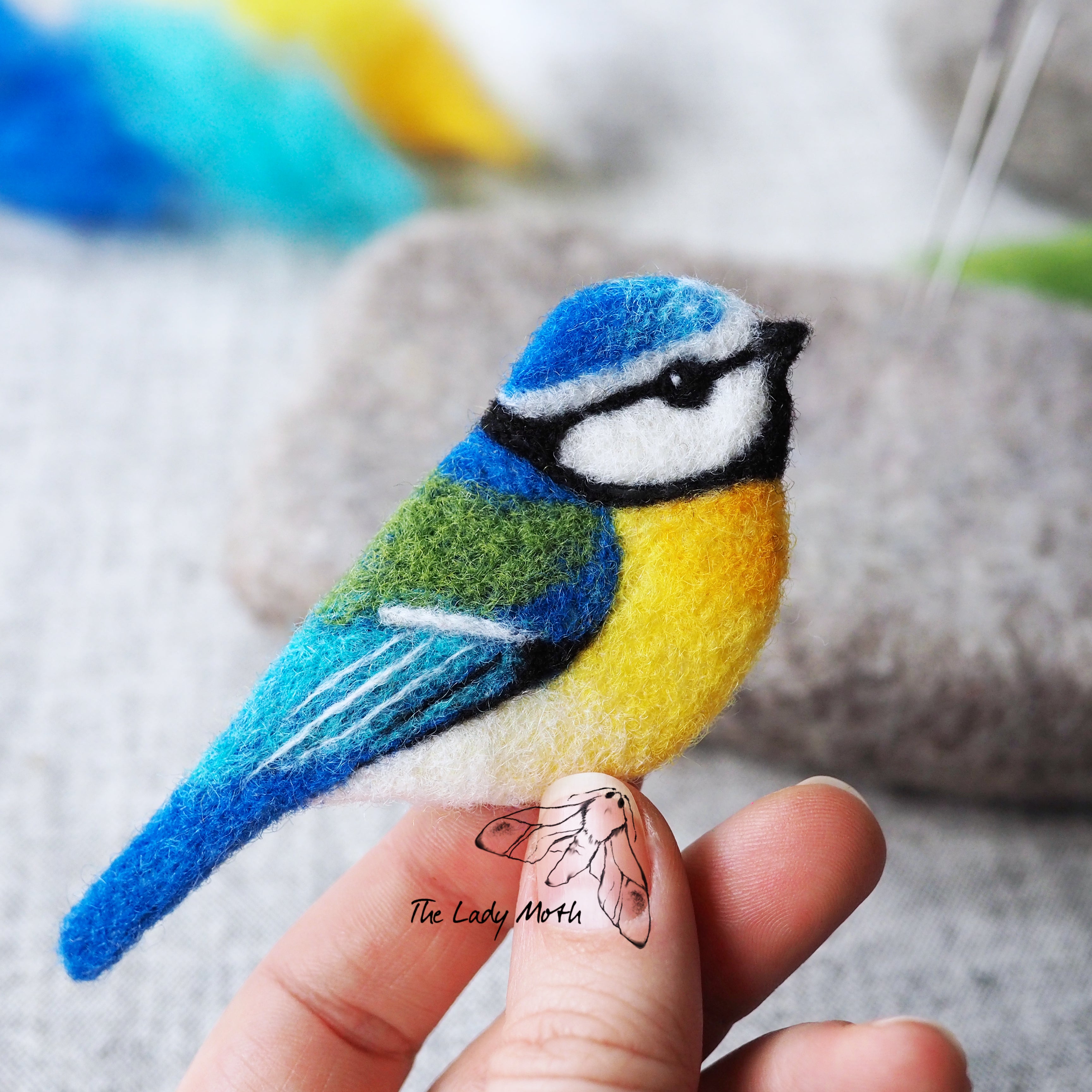 Workshop in a Box - Needle Felted Blue Tit Brooch by The Lady Moth