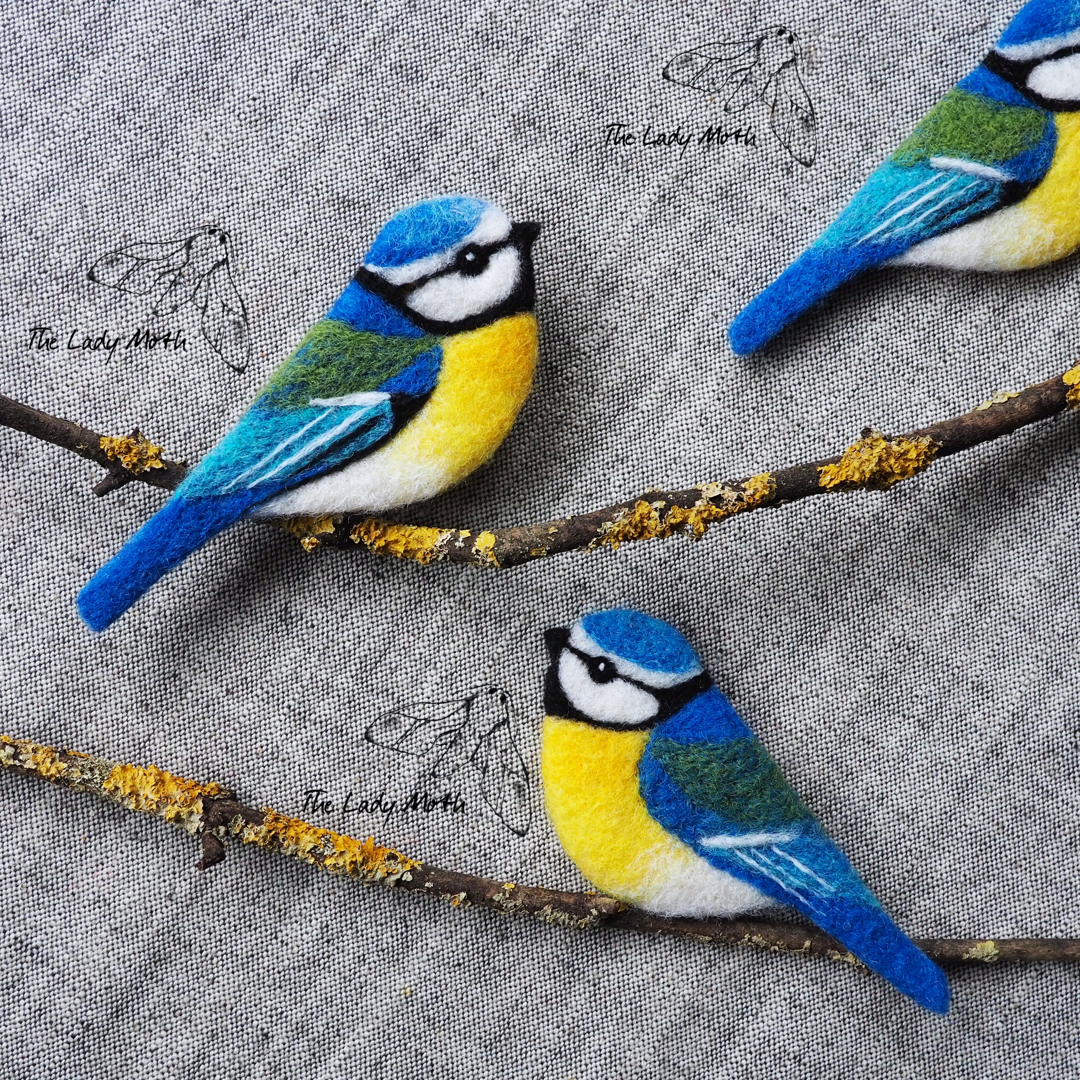 Workshop in a Box - Needle Felted Blue Tit Brooch by The Lady Moth