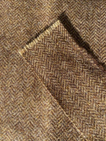 Load image into Gallery viewer, Brown Herringbone Pure Wool Tweed Fabric 37cmx24cm
