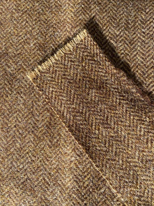 Brown Herringbone Pure Wool Tweed Fabric 37cmx24cm