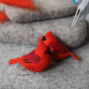 Workshop in a Box - Needle Felted Red Cardinal Ornament by The Lady Moth