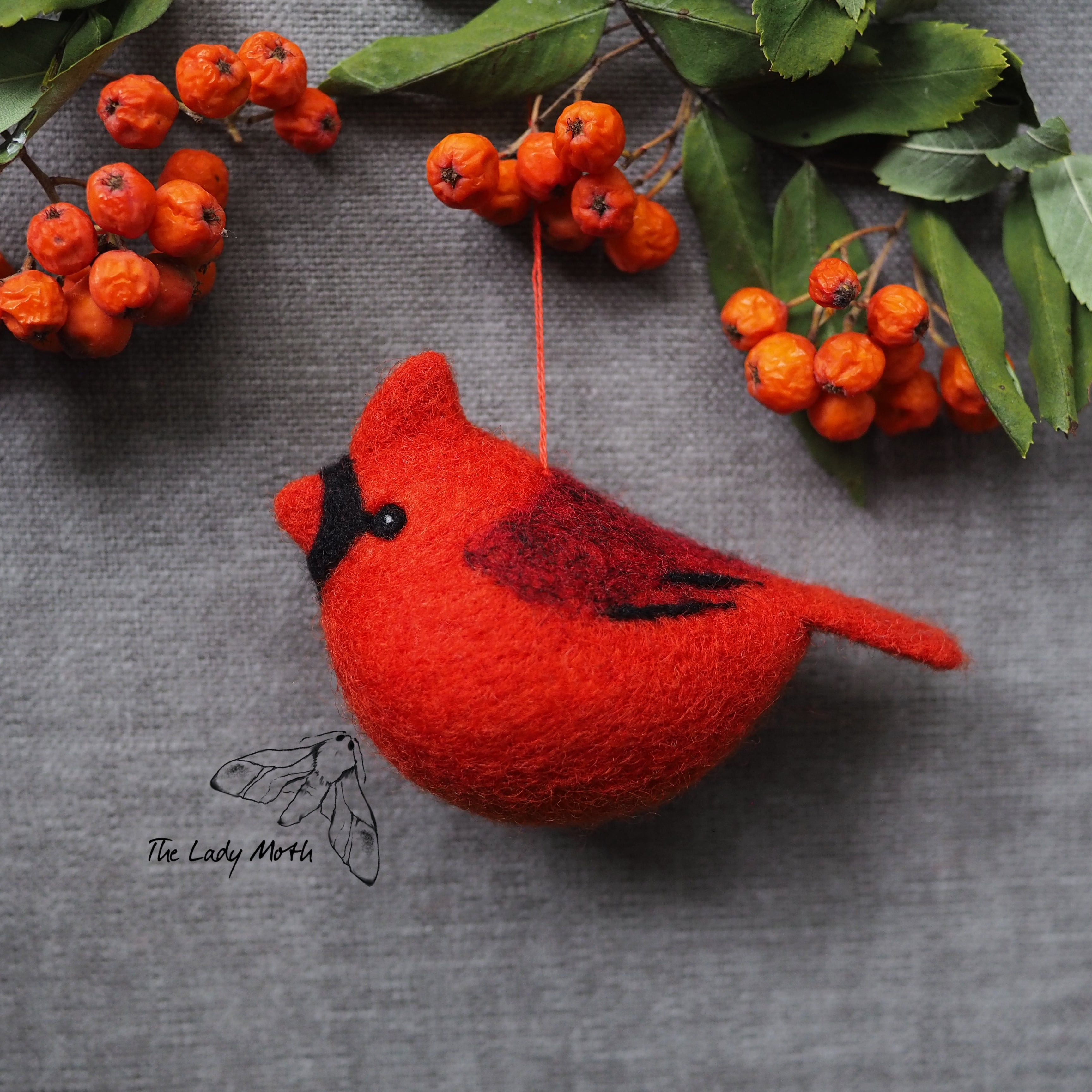 Workshop in a Box - Needle Felted Red Cardinal Ornament by The Lady Moth