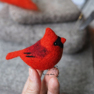 Online Video Tutorial - Needle Felted Red Cardinal Ornament by The Lady Moth