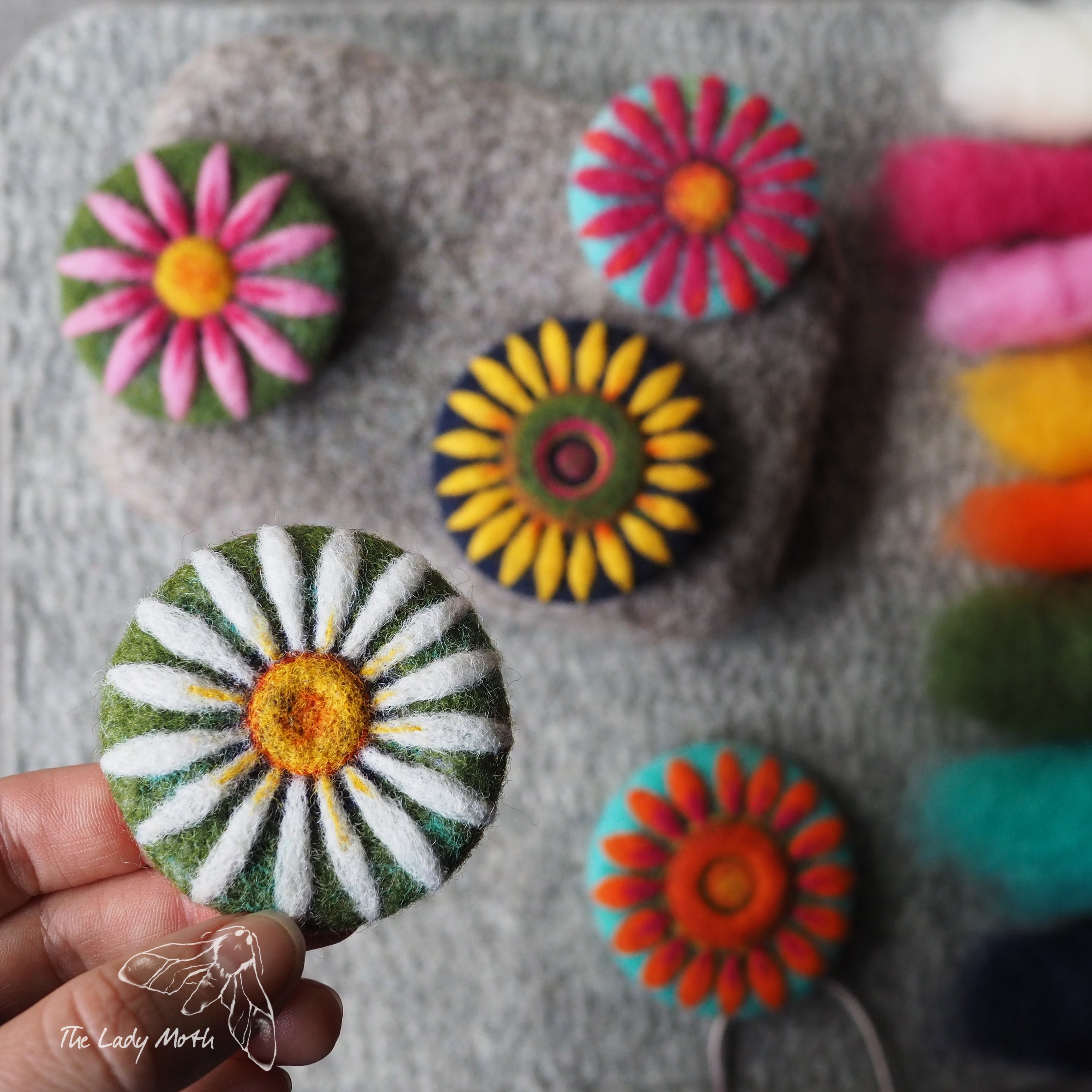 Workshop in a Box - Needle Felted Daisies by The Lady Moth