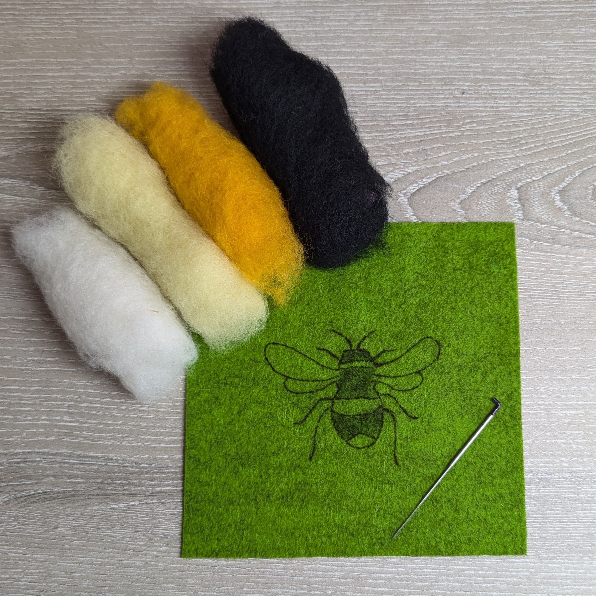 BEGINNER'S  2D Needle Felted Bumble Bee Picture Kit