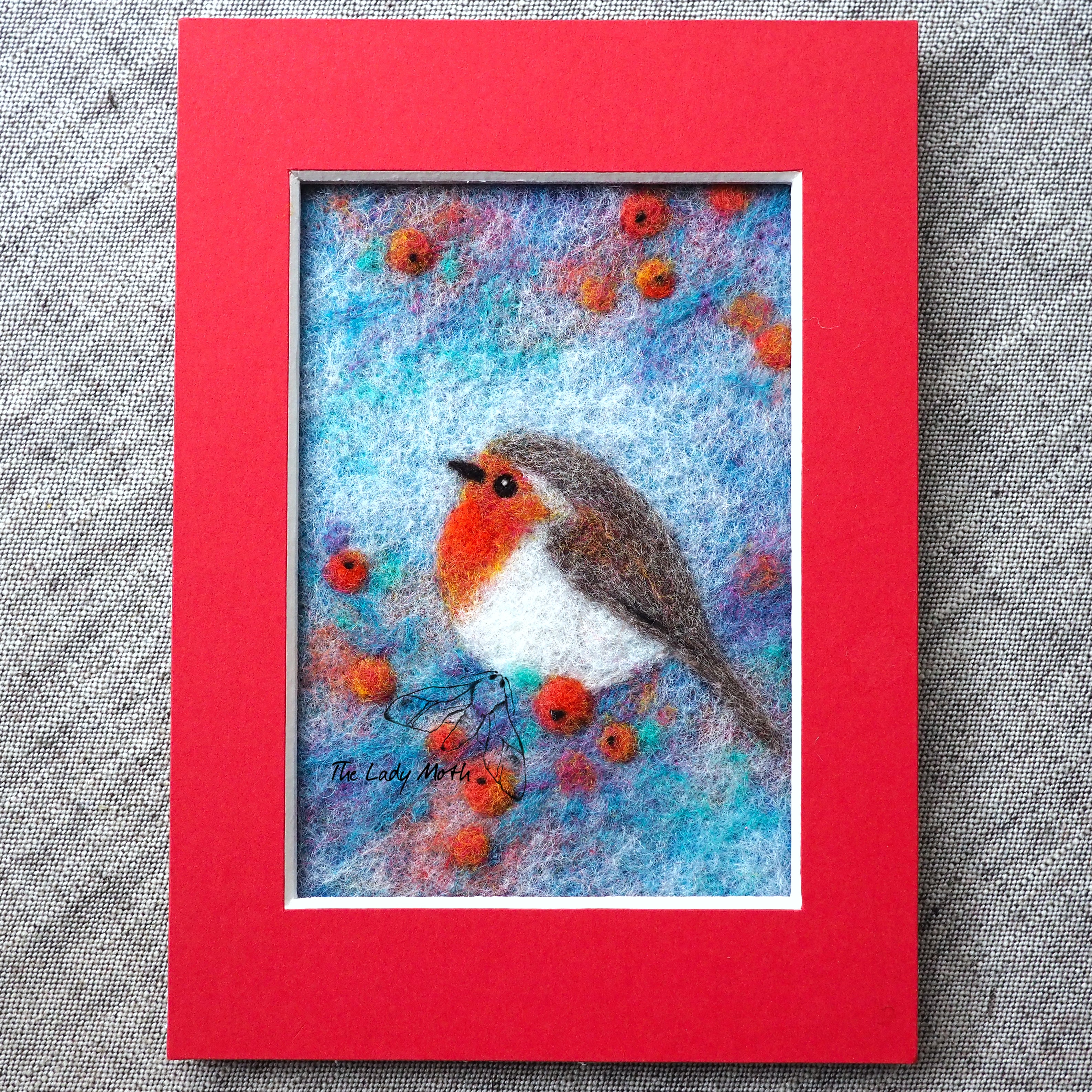 Workshop in a Box - Needle Felted Robin Wool Painting by The Lady Moth.