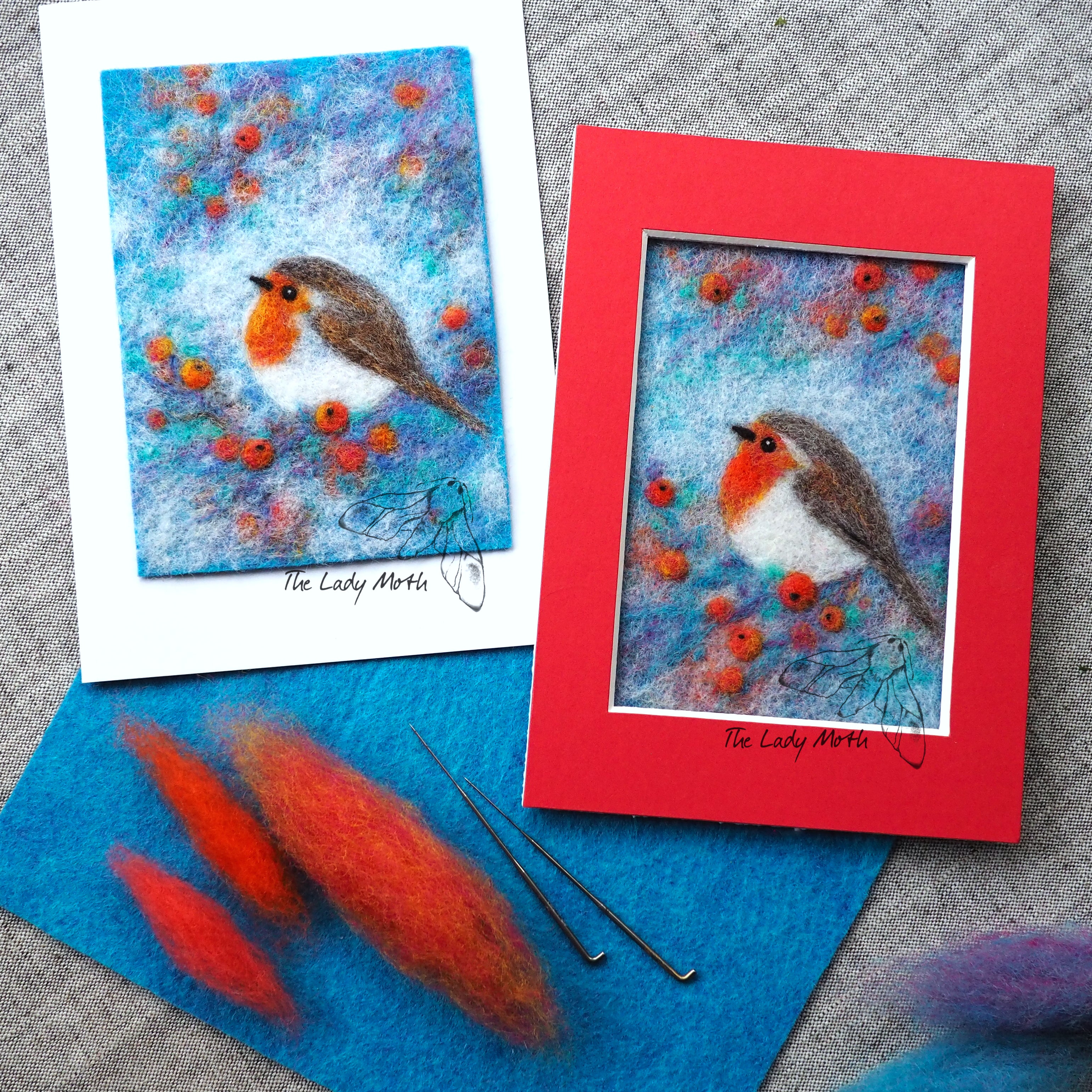 *NEW* Workshop in a Box - Needle Felted Robin Wool Painting by The Lady Moth.