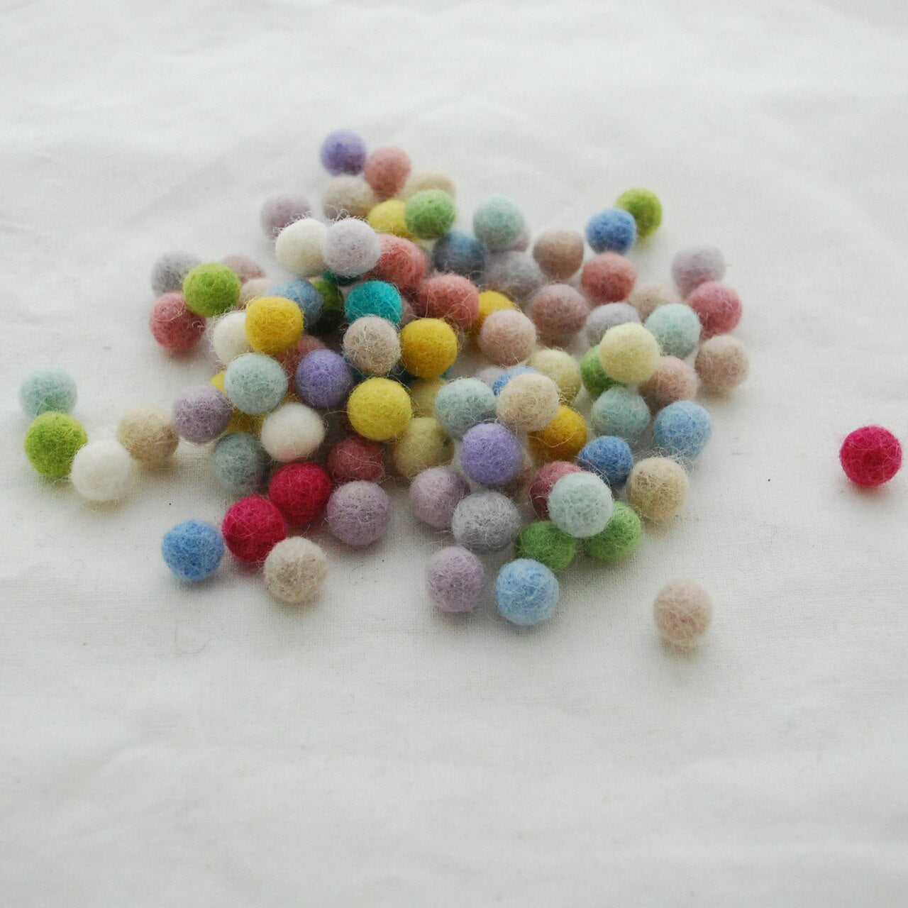 Pack of Pure Wool Felt Balls - Pastel Mix  10mm diameter