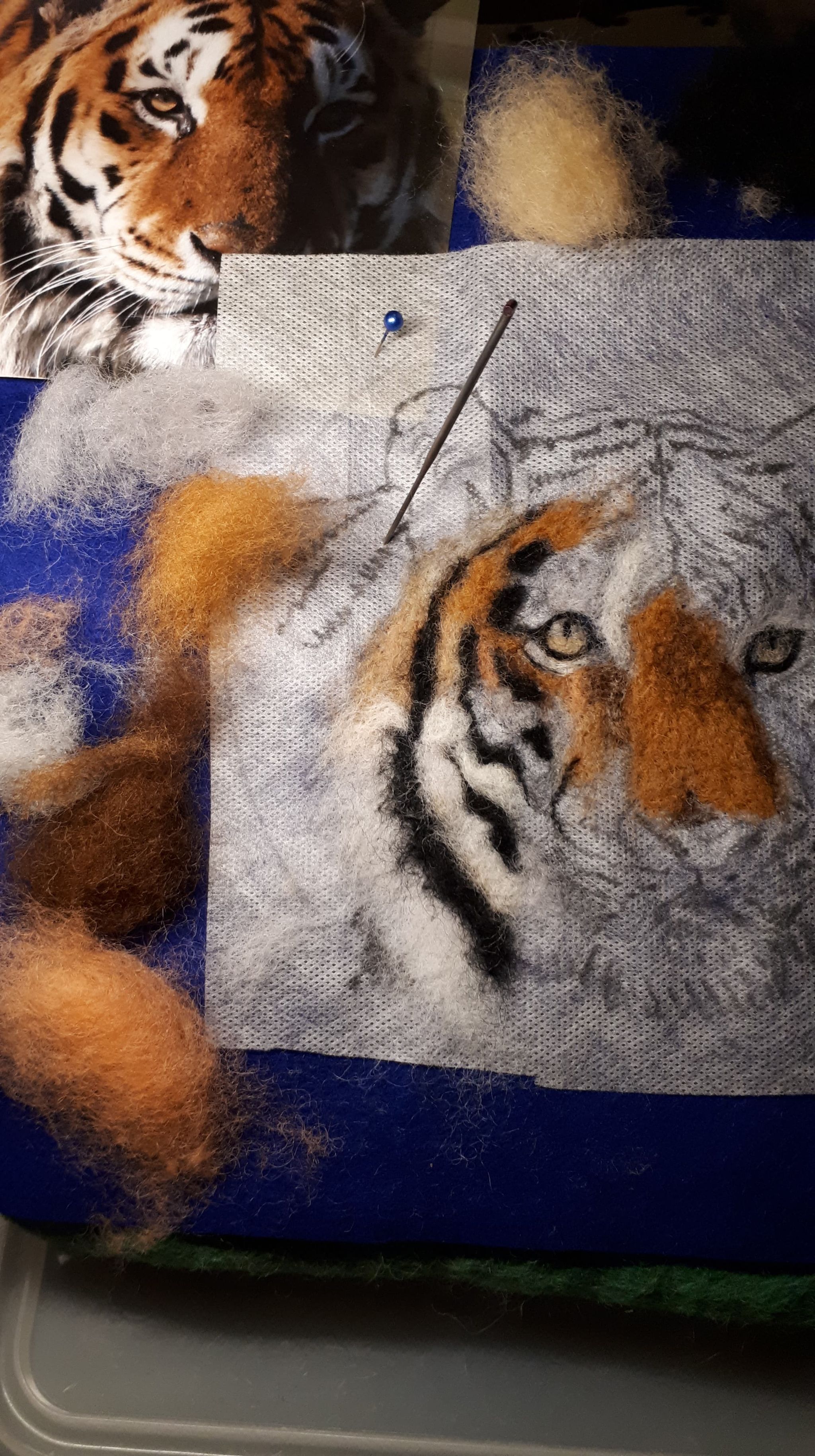 Needle Felted Tiger Picture Kit