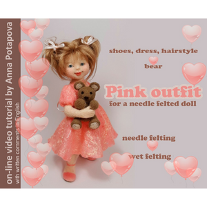 'Hope' ballerina outfit & Teddy Bear kit with 75 minutes high quality online Felting video tutorial Workshop by Anna Potapova