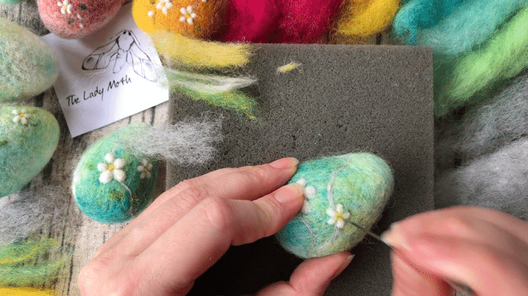 Workshop in a Box - Needle Felted Blossom Eggs by The Lady Moth