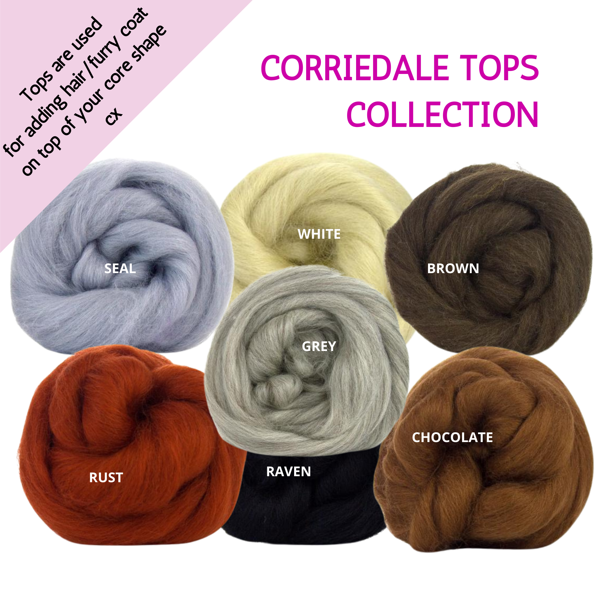 Corriedale Top/Roving Collection 7x50g