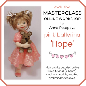 Masterclass Online Felting Workshop by Anna Potapova - 'Hope' ballerina doll - kit with 3 hour online video tutorial - INCUDES *FREE DELIVERY