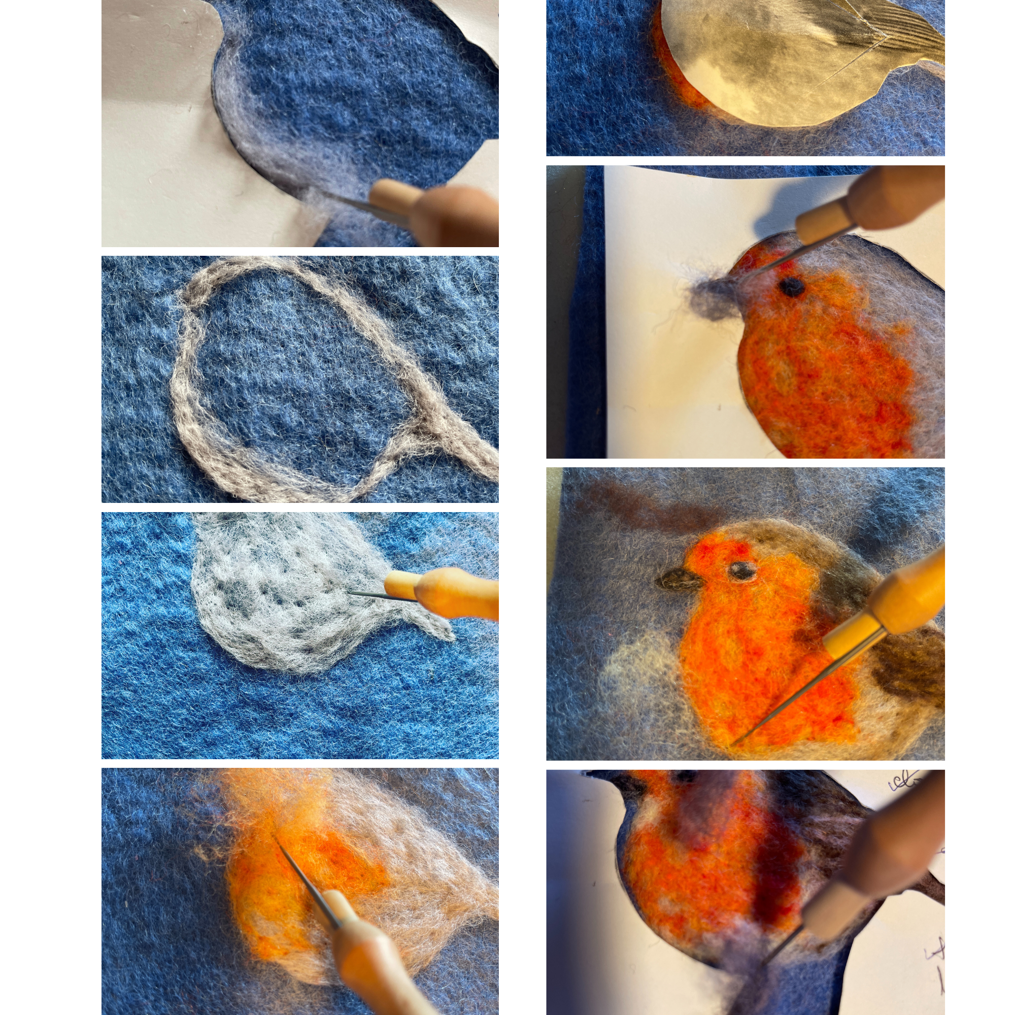 EASY Painting with Wool!   2D Needle Felted Picture Kit - Robin