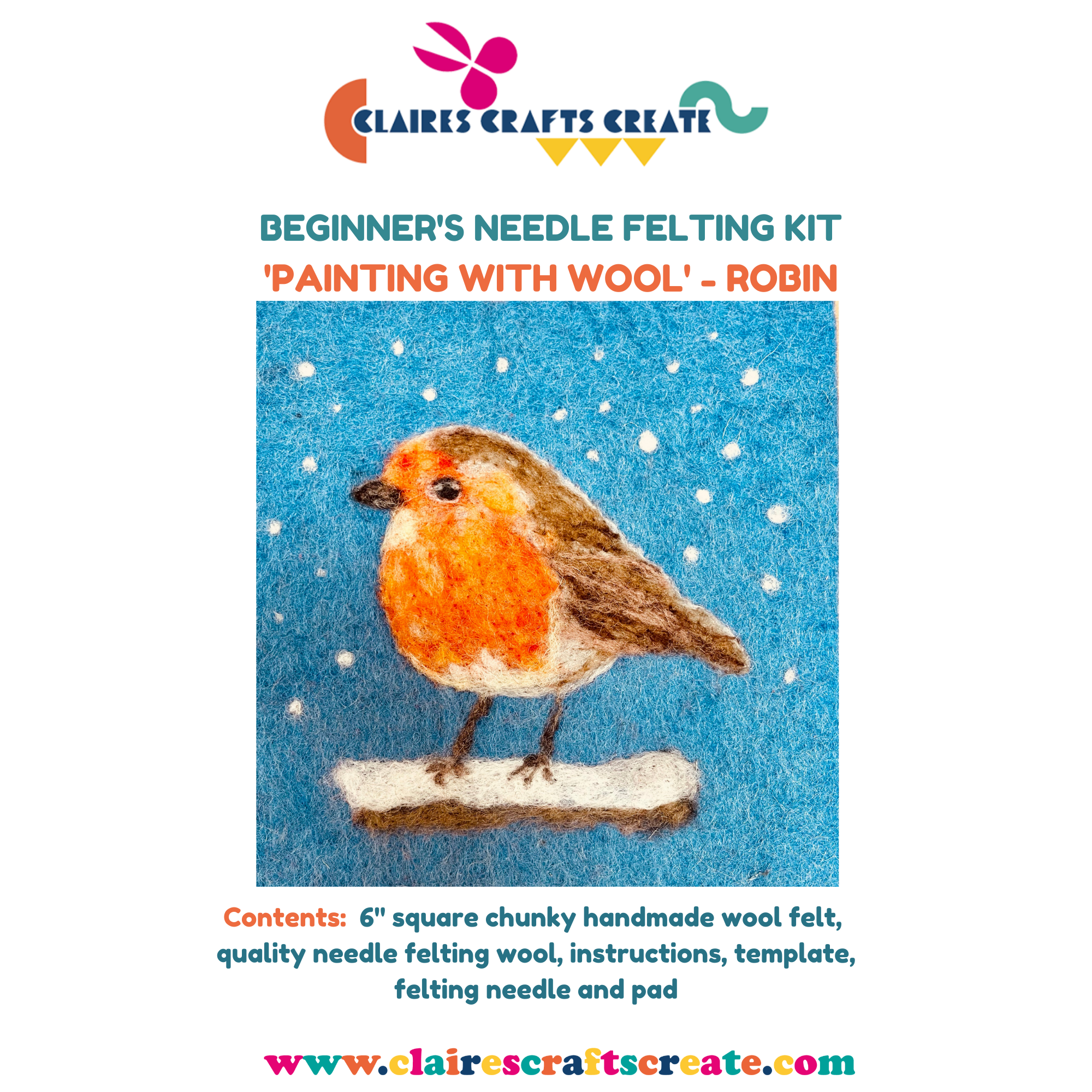 Needle Felting Tutorial 2D Robin - Digital Download