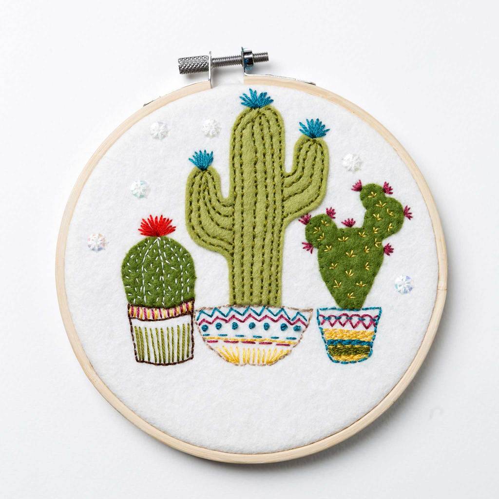 Cactus Felt Applique Hoop by Corinne Lapierre
