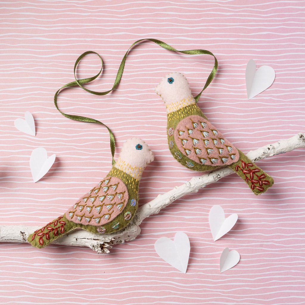 Two Love Birds Felt Art Mini Kit by Corinne Lapierre