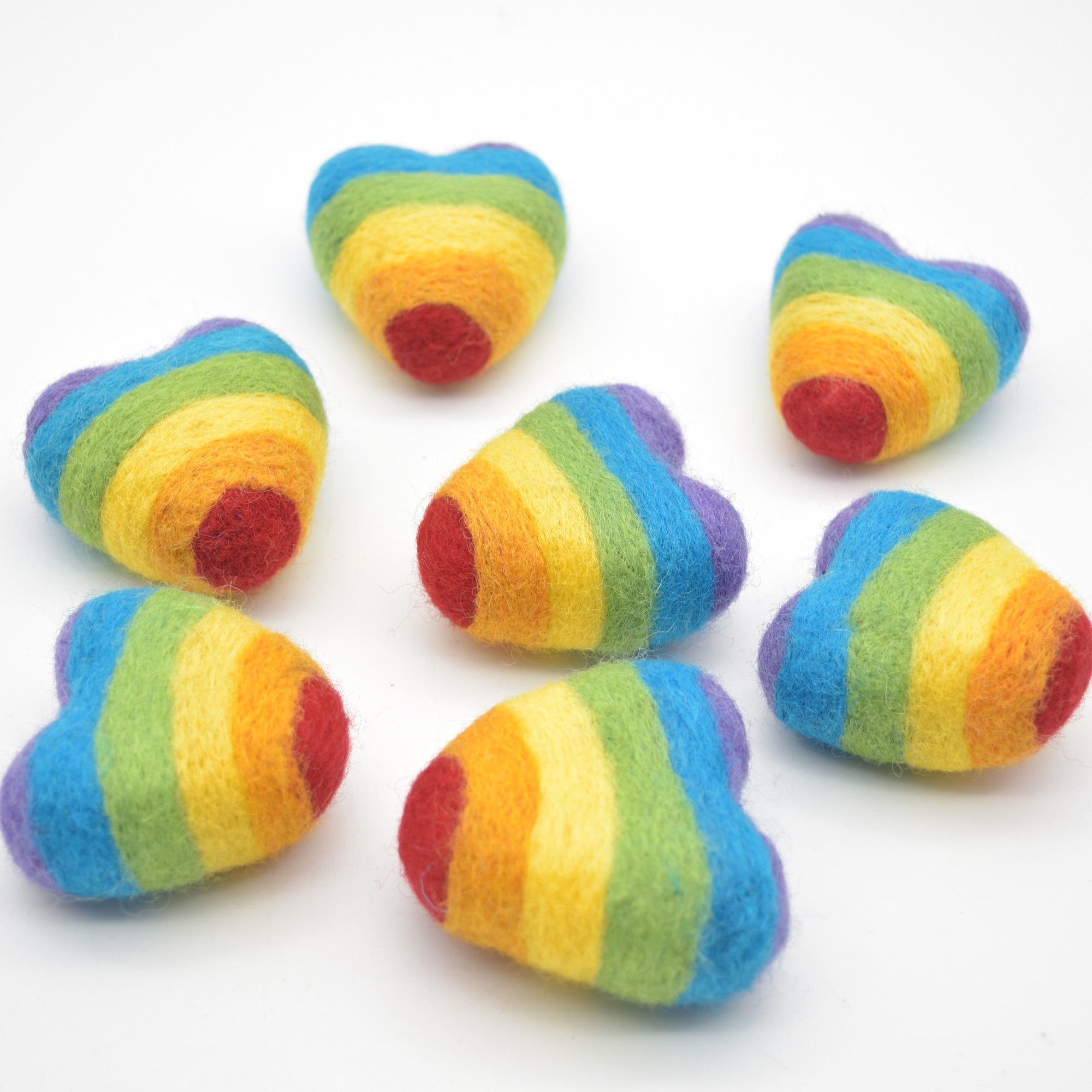 One Handmade Felt Heart - 6cm -  Rainbow