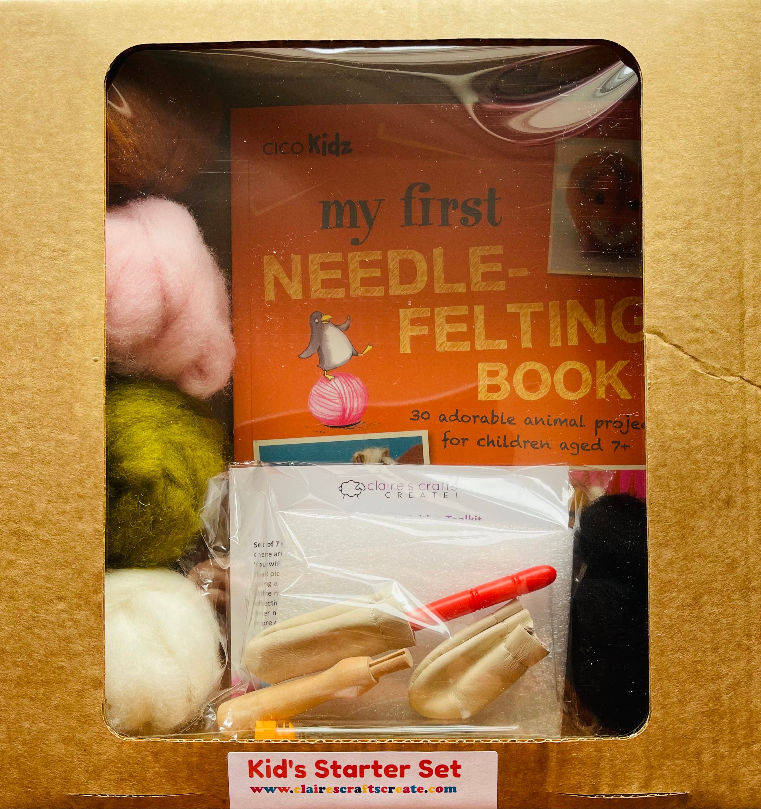 My First Needle Felting Starter Set with Book, Tools & Quality Wool!