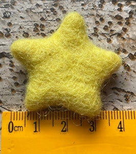 Handmade 100% Wool Star - approx 3.5cm - Yellow