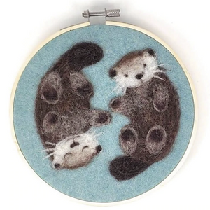 Otters in a Hoop - Needle Felting Kit by The Crafty Kit Company