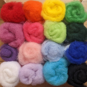 Rainbow Collection - Carded New Zealand Wool DHG 'Maori' 20g Batts x 16 colours