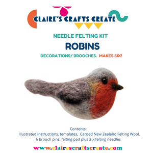 6 Robin Decorations Needle Felting Kit -