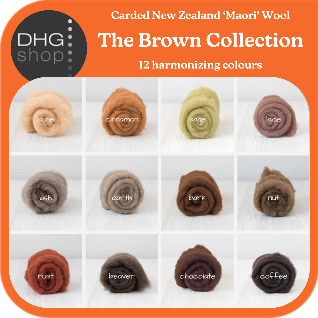 The Brown Collection - Carded New Zealand Wool DHG 'Maori' Batts
