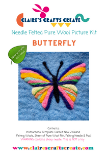BEGINNER'S  2D Needle Felted Butterfly Picture Kit