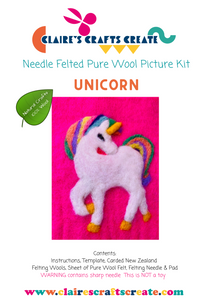 BEGINNER'S  2D Needle Felted Bumble Unicorn Picture Kit