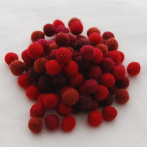 Handmade Felt Balls - 1cm -  Shades of Red