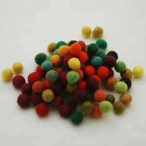Pack of Pure Wool Felt Balls - Autumn Mix  Approx 42+ balls per Pack - 1cm diameter