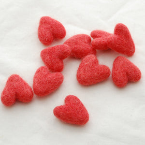 One Handmade Felt Heart - 3cm -  Salmon Red