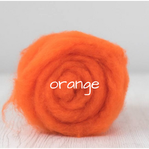 Carded Batting Extra Fine Merino Needle Felting Wool - Orange