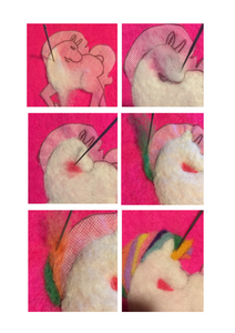 BEGINNER'S  2D Needle Felted Bumble Unicorn Picture Kit