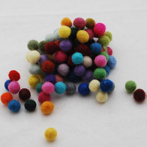 Pack of Pure Wool Felt Balls - Multi Colour Mix  10mm diameter