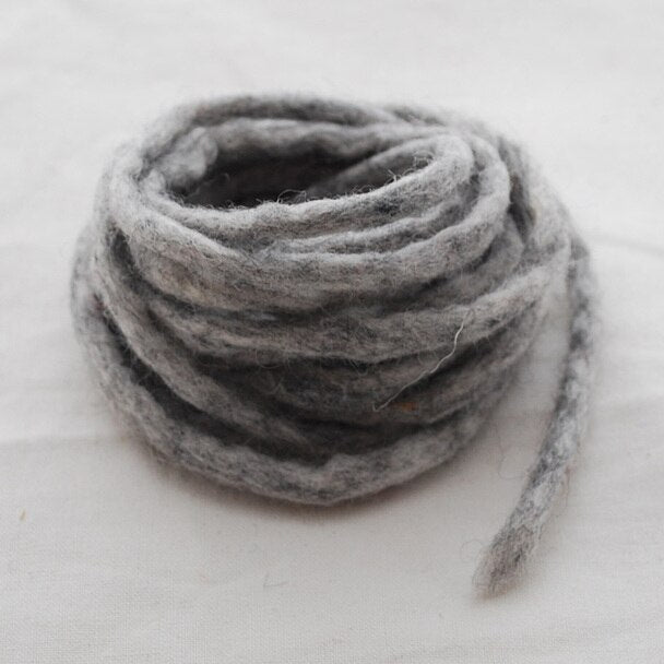 Handmade 100% Wool Felt Cord - Light Grey Mix