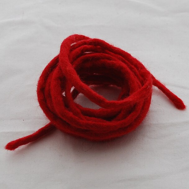 Handmade 100% Wool Felt Cord - Red